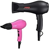 Travel Mini Hair Dryer Ceramic Ionic 1000 Watts Blow Dryer for RV Lightweight 2 Speed Settings with a Concentrator, Black