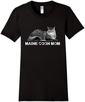 Women's Maine coon Cat Tee Shirt - Kitty, kitten, cats tshirt XL Black