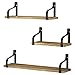 Love-KANKEI Floating Shelves Wall Mounted Set of 3, Rustic Wood Wall Storage Shelves for Bedroom, Living Room, Bathroom, Kitchen, Office and More Carbonized Black primary