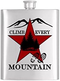 Personalized Climb Every Mountain Flask or Coffee Mug By Bottoms Up Flasks - Stainless Steel 8 oz Liquor Hip Flasks - Flask #370