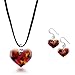 925 Sterling Silver Hand Blown Venetian Murano Glass Wild Flower Heart Dangle Earrings