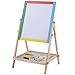 Costzon 2 In 1 Kids Easel Adjustable Wooden Chalk Drawing Board Standing Black/White