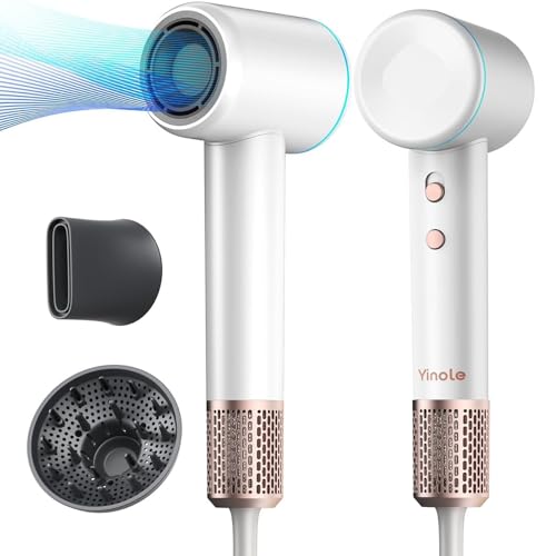 Yinole High-Speed Hair Dryer, Negative Ionic Blow Dryer with 110,000 RPM/1500W Brushless Motor for Fast Drying, Lightweight Hairdryer for Travel and Home, with Diffuser, Magnetic Nozzle