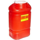 BD 305491 Multi-Use One-Piece Sharps Collector with Open Top, 10-1/2" Width x 18" Height x 7-1/2" Depth, 5 Gallon Capacity, Red (Case of 8)