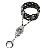 Coucoland 1920s Flapper Bracelet Ring Set Roaring 20s The Great Gatsby Austrian Crystals Imitation Pearl Bracelet Accessory (Black)