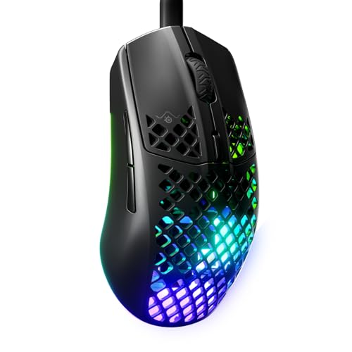 SteelSeries Aerox 3 Holey RGB-Gaming-Maus, ultraleichtes, wasserabweisendes Design, 8.500 DPI TrueMove Core optischer Sensor, Onyx