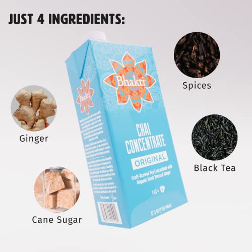Bhakti Fair Trade Dairy Free Premium Chai Tea Original Concentrate (32 ounce, 1 Count