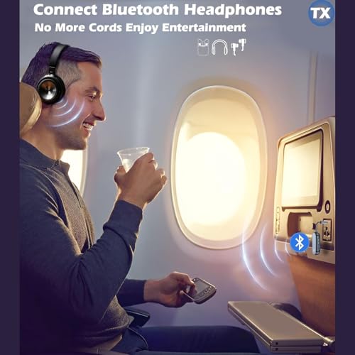 Zyler Bluetooth 5.4 (Latest Version) Transmitter and Receiver, 2-in-1 Wireless Adapter for Airplane Travel: Connect 2 Airpods/Headphones to In-Flight Entertainment, TV, Car Stereo via 3.5mm AUX Jack