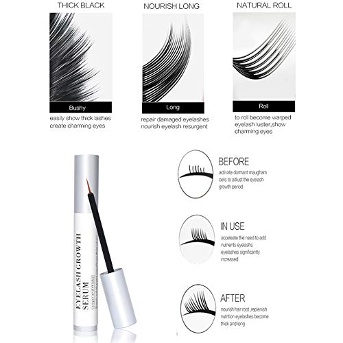 Eyelash Growth Enhancer Serum - Professional Eyebrow Thrive Liquid Lash Extention Eyelash Growth Serum 100% for Safe & Rapid 5ML for Naturally Longer, Fuller & Thicker (Black)