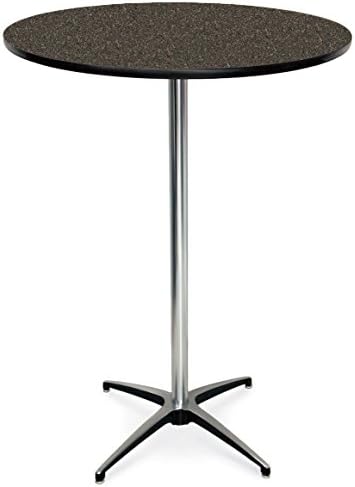 McCourt 72010LBG Laminate Pedestal Table, 30" Diameter x 42" H x 24" Base, Pedestal, Blackstar Granite