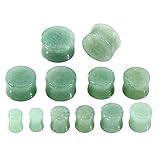 Longbeauty Pair Aventurine Jade Natural Organic Flesh Tunnels- Stone Ear Plugs-Ear Gauges