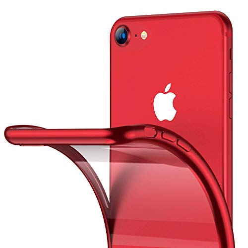 RANVOO iPhone 8 Case, iPhone 7 Case, Clear Soft Slim Fit Thin Case with Premium Flexible Chrome Bumper and Transparent TPU Back Plate Gel Cover for Apple iPhone 8 / iPhone 7 (Crystal Red)