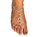 Crystal Swarovski Style Barefoot Sandals Beach Wedding Rhinestone Anklet - Set of 2 … Silver