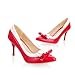 Charm Foot Womens Fashion Bows High Heel Stiletto Mary Jane Pump Pointed Shoes