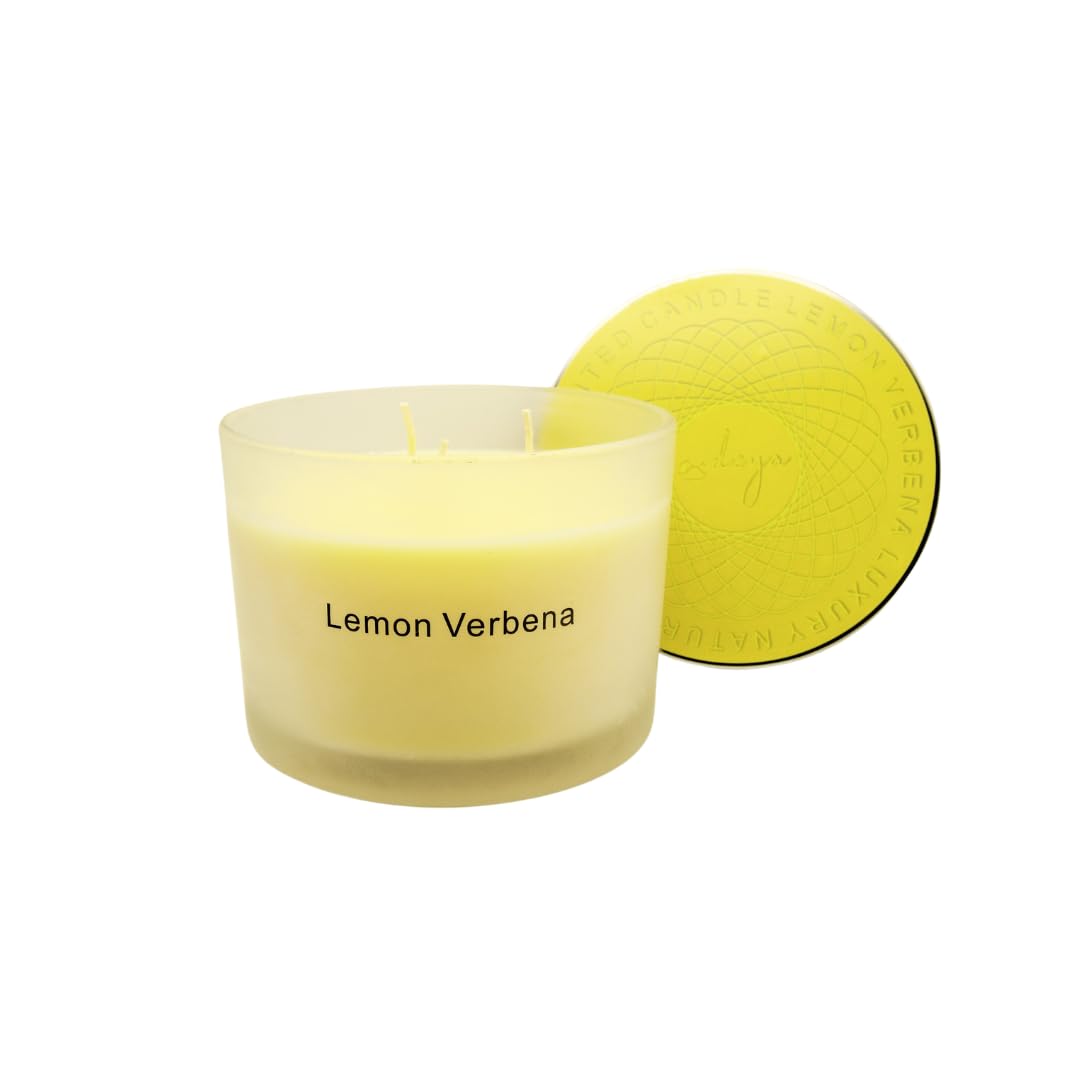 Deya Luxury Soy Candle | Large 3 Wick Jar Candle | 350g Wax Up to 45 Hours Burning Time | 100% Natural Soy Wax | Relaxing Aromatherapy | Best Gift for Women and Men (Lemon Verbena)