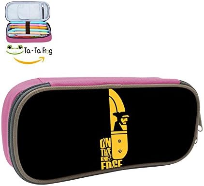 On The Knife Edge Pencil Case, Homecube Big Capacity Pen Bag Makeup Pouch Durable Students Stationery With Double Zipper,Pink