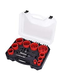 Kit de sierra de agujero bimetálico, SUNGATOR 14 piezas de uso general 3 4" a 2-1 2" Set con funda. Acero duradero de alta velocidad (HSS). Corte rápido, limpio, suave y preciso, agujeros a través de metal, madera, plástico, paredes secas.