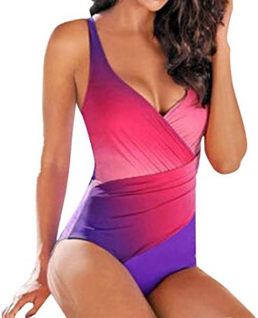 Women Bikini Swimsuit Nuewofally Push Up High Cut Monokini Thong Swimwear Fashion Gradient Color Retro Bathing Suit
