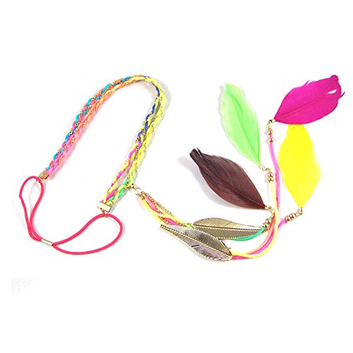 Feather Headband Hippie Indian Boho Hair Bands Tassel Bohemian Halloween Hair Hoop Women Ladies Crown Hairband Party Decoration Headdress Cosplay Costume Headwear Headpiece Hair Accessories Red - Thumbnail 6