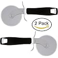 Pizza Cutter (2 Pack) - Heavy Duty Large Sharp 4 inch Stainless Steel Chopper Wheel - Slicer for Food like Pizzas, Dough, Pasta, Pie, Cake, Pancake and more