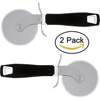 Pizza Cutter (2 Pack) - Heavy Duty Large Sharp 4 inch Stainless Steel Chopper Wheel - Slicer for Food like Pizzas, Dough, Pasta, Pie, Cake, Pancake and more