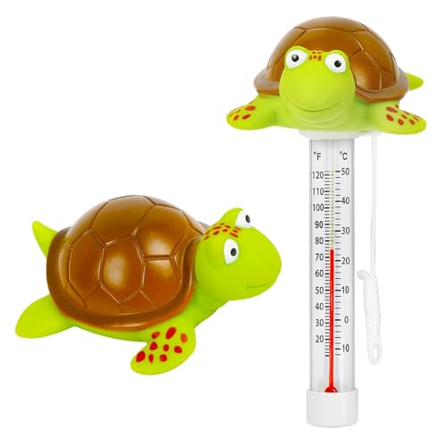 XY-WQ Floating Pool Thermometer, Large Size Easy Read for Water Temperature with String - Swimming Pools, Spas, Hot Tubs, Ponds (Turtle)