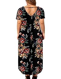 Vograce Maxi vestidos de manga corta sueltos, informales, de tamaño grande, para mujer