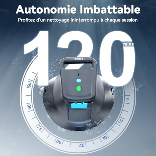 (Upgrade 2026) Pondee X1 Wireless Pool Robot, Above-Ground Pool Vacuum with 120 Min Autonomy, Automatic Parking, Quick Charge 2.5 Hours, for Above Ground and Buried Pools up to 80 m²
