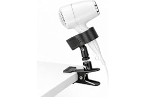 360 Degree Rotating Hands Free Hair Dryer Holder Sturdy Metal Base and Strong Clamp Adjustable and Flexible Blow Dryer Stand 