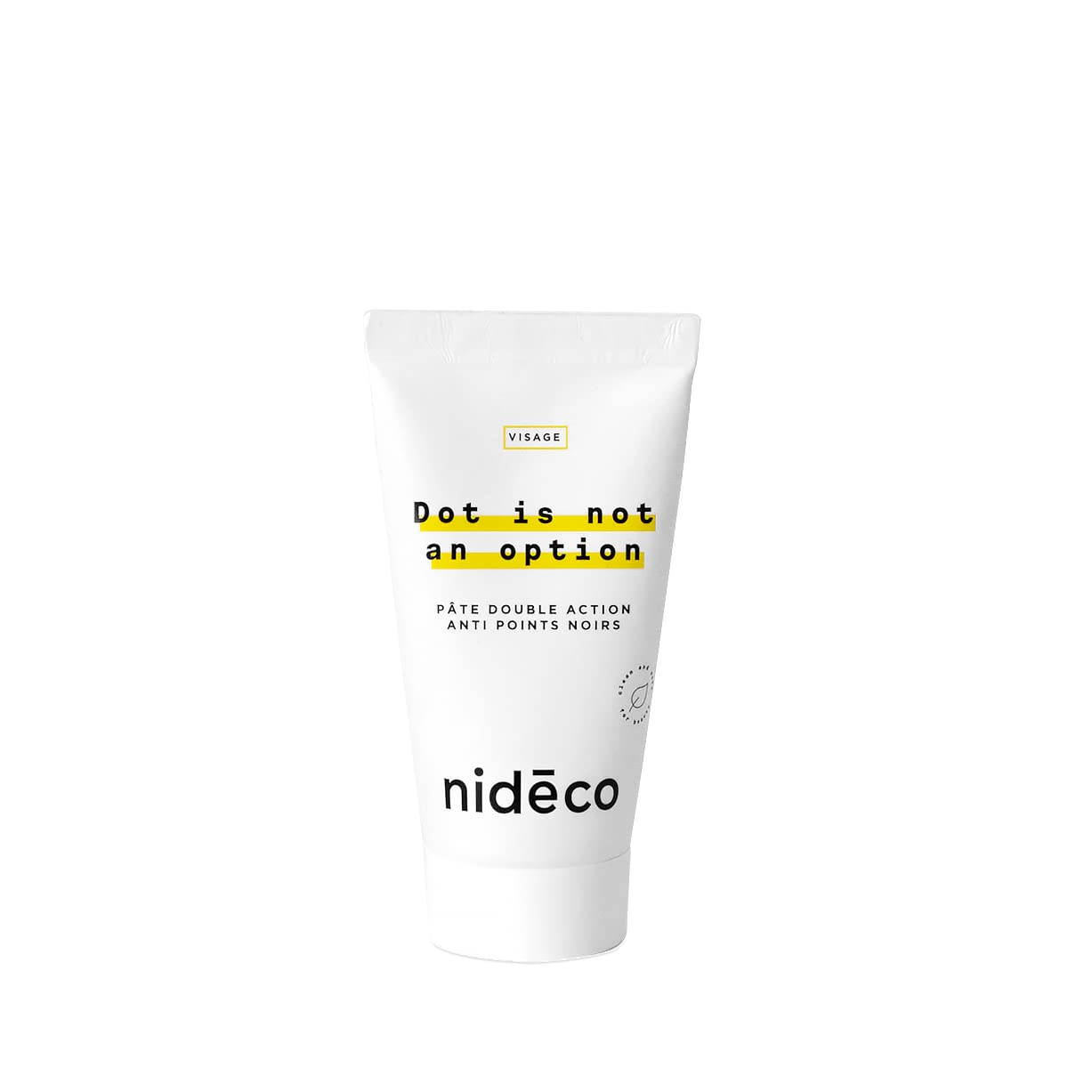 Dot is not an option is a double action anti blackhead paste | Exfoliating and cleansing peeling paste | Tightens pores and refines the skin | 99% natural ingredients | 50 mL | Nidéco