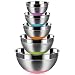 Stainless Steel Mixing Bowls (Set of 5), Non Slip Colorful Silicone Bottom Nesting Storage Bowls by Regiller, Polished Mirror Finish For Healthy Meal Mixing and Prepping 1.5-2 - 2.5-3.5 - 7QT primary