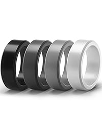 ThunderFit - Anillos de silicona para hombre, 4 anillos, 1 anillo, borde de goma en ángulo superior plano, 0.350 in de ancho