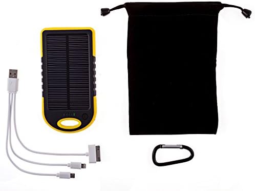 eConecTec (TM) Solar Phone Charger for USB Devices including SmartPhones,iPads iPods,etc 5000mA/H Solar Panel/Dual Hidden Ports,LED Lamp and Pouch