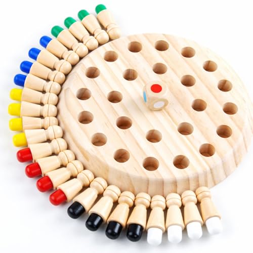 Jogo da Memória em Madeira Com Pinos Coloridos – Jogo de Memória Educativo Montessori Para Crianças e Adultos - Diversao Em Familia