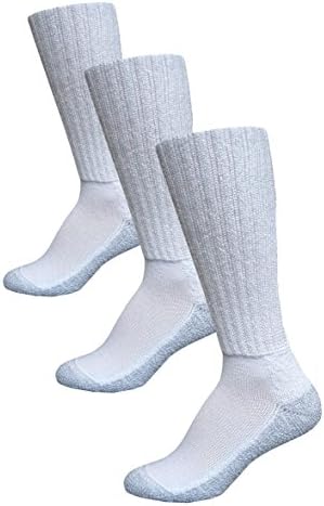 Catawba Sox Foot Comfort 3 Pairs Diabetic Care Crew (Medium, White) (Medium, White)