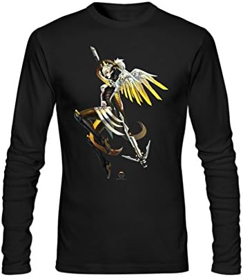 Neversayso 2016 Attractive Overwatch Mercy Long Sleeve T Shirt For Men L Black