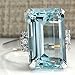 SOSUO Vintage Women 925 Silver Aquamarine Gemstone Ring Wedding Jewelry Size (8),