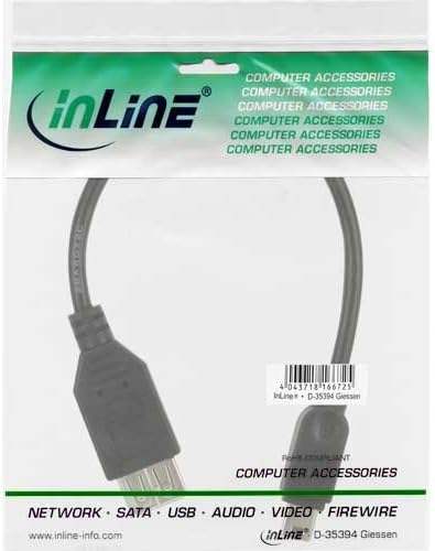 InLine® USB 2.0 0.2 m 0.2 m 0.2 m Mini B USB A USB Cable - USB Data Cable (Black), Mini Usb B; USB A; male/female, black, 480 Mbit/s - Image 3