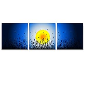 3 Panel Beautiful Moonlit Night Pictures Home Wall...