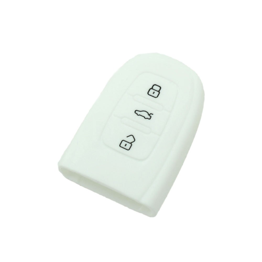 BROVACS Silicone Cover Protector Case Holder Skin Jacket Compatible with AUDI 3 Button Smart Remote Key Fob CV9821 White