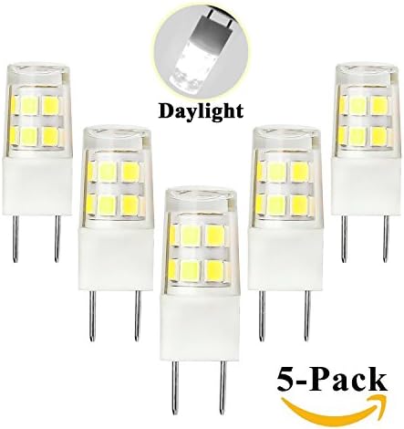 YSCS G8 LED Light Bulb T4 Base Bi-pin Xenon JCD Type 2W 20W Halogen Replacemen 120V Daylight 5800K Non-Dimmable Bulbs for Under Counter Kitchen Lighting and puck light (pack of 5)