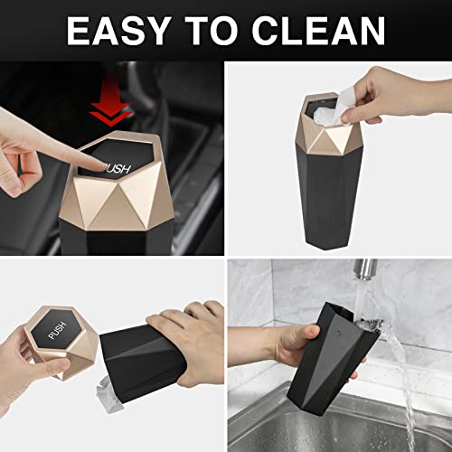 OUDEW Car Trash Can with Lid, New Car Dustbin Diamond Design, Leakproof