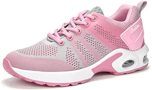 Vivya Women's Lightweight Comfortable Running Shoes Breathable Tennis Shoes Sports Shoes Casual Walking Sneakers(Air Cushion, Grey pink-36)
