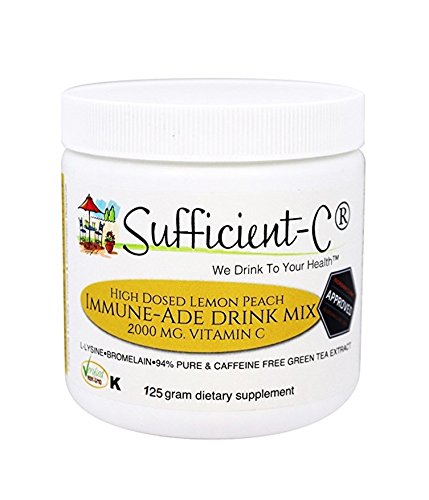 Sufficient-C Lemon Peach Immune-Ade Drink Mix - SUGAR-FREE, LOW CARB & CALORIE (Small Canister - 125gm) Sufficient-C Lemon Peach Immune-Ade Drink Mix - SUGAR-FREE, LOW CARB & CALORIE (Small Canister - 125gm)