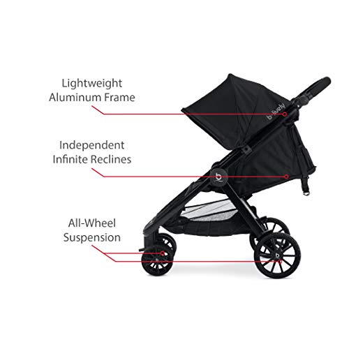 Britax BLively Double Stroller, Raven Quick Self Standing Fold