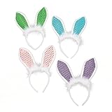 Sequin Bunny Rabbit Ears Headband for Easter Party Accessory (12 Count - Assorted Colors)