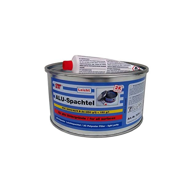 STC Aluminiumspachtel 1,5 kg Aluspachtel Alu Leichtspachtel Metall Spachtelmasse inkl. Härter