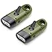 MECO 2 Pack Hand Crank & Solar Flashlight, Rechargeable Emergency LED Torch Carabiner Dynamo with Quick Snap Clip for Camping Outdoor Climbing Hiking, Army Green