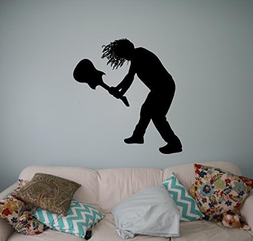 Guitarist Rocker Wall Decal Vinyl Sticker Rock Music Home Interior Art Decor Ideas Bedroom Living Room Office Removable Murals Housewares 9(gui)