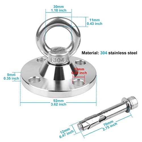 TSSS 360 Grad Drehen Deckenhaken Schaukel Boxsack Hängematte Haken Set - Bis 500kg Tragfähigkeit SUS 304 Edelstahl Wand… – Bild 5